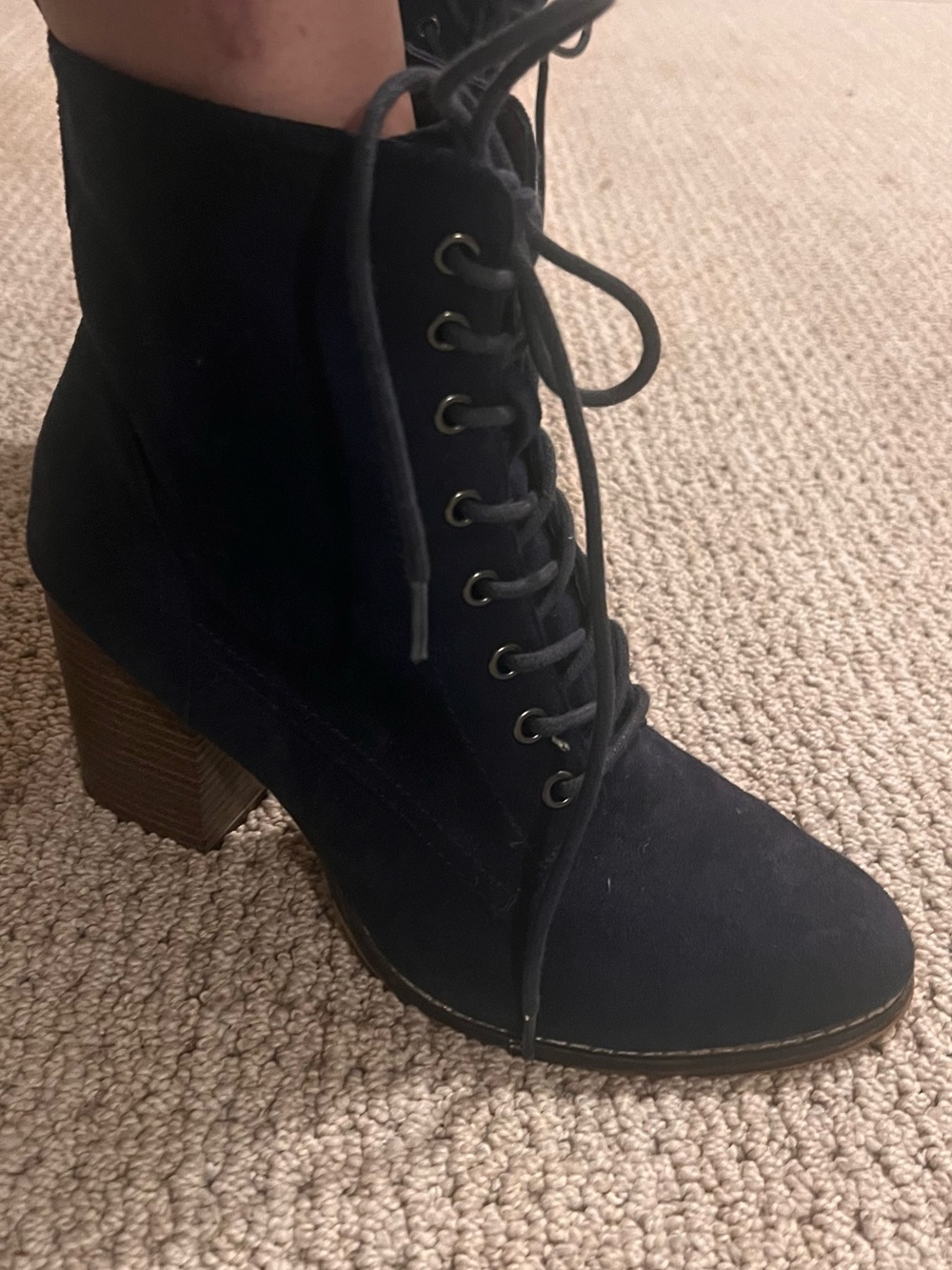 Candie's Black Lace-Up Block Heel Ankle Boots